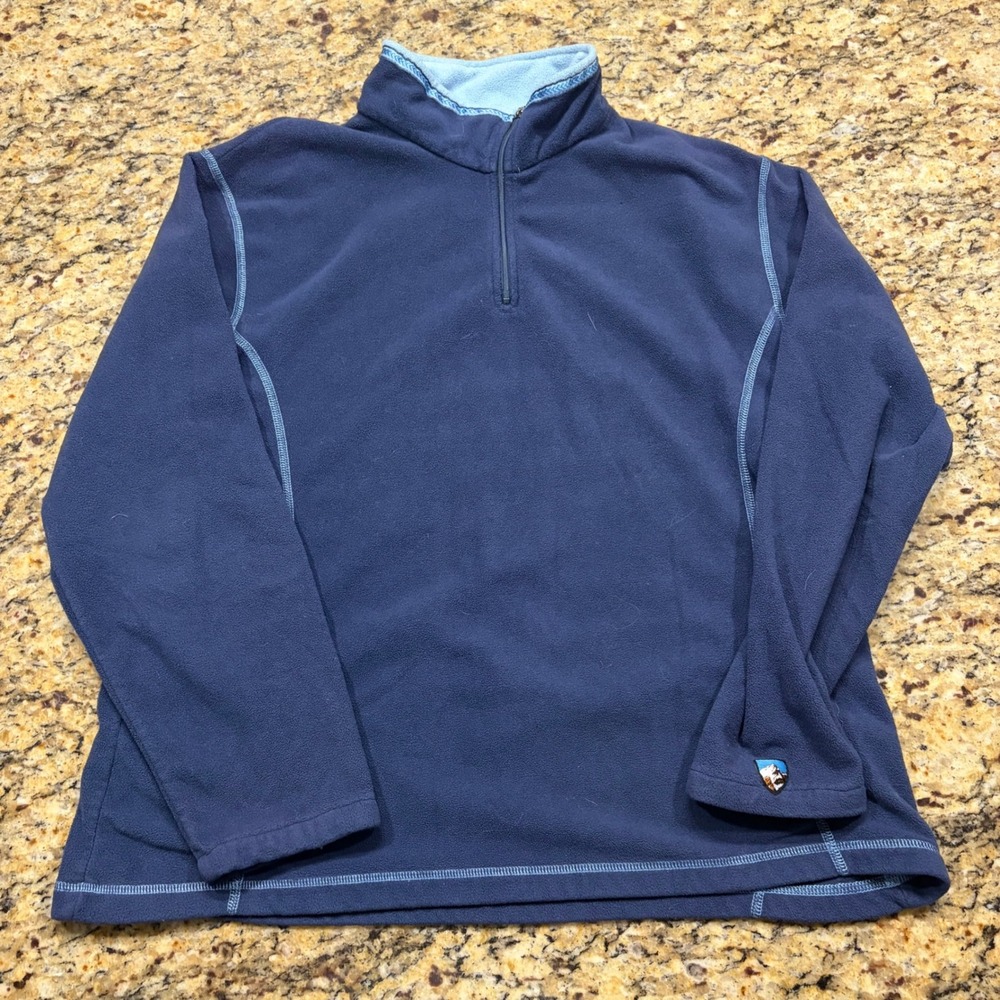 Kuhl Womens L Navy Blue Micro Mois Fleece Quarter Zip Pullover Sweater ws
